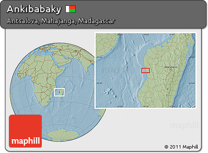 Savanna Style Location Map of Ankibabaky, hill shading