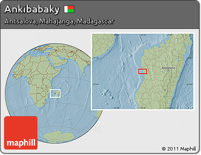 Savanna Style Location Map of Ankibabaky, hill shading