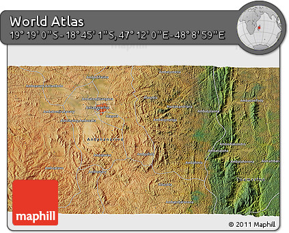 Satellite 3D Map of the Area around 19° 2' 1" S, 47° 40' 29" E