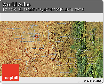 Satellite 3D Map of the Area around 19° 2' 1" S, 47° 40' 29" E