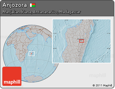 Gray Location Map of Anjozora, hill shading