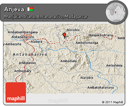 Shaded Relief Panoramic Map of Anjeva