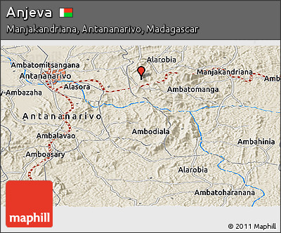 Shaded Relief Panoramic Map of Anjeva