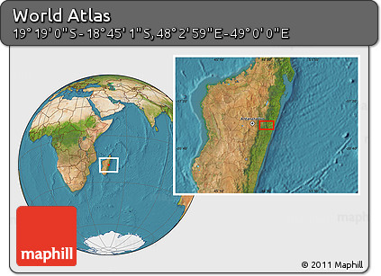 Satellite Location Map of the Area around 19° 2' 1" S, 48° 31' 29" E