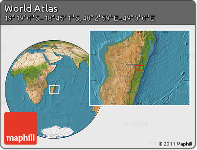 Satellite Location Map of the Area around 19° 2' 1" S, 48° 31' 29" E
