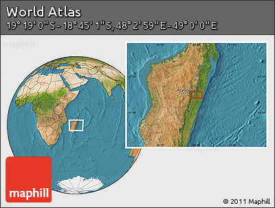 Satellite Location Map of the Area around 19° 2' 1" S, 48° 31' 29" E