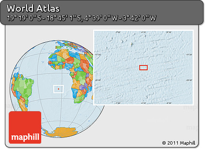 Political Location Map of the Area around 19° 2' 1" S, 4° 10' 30" W