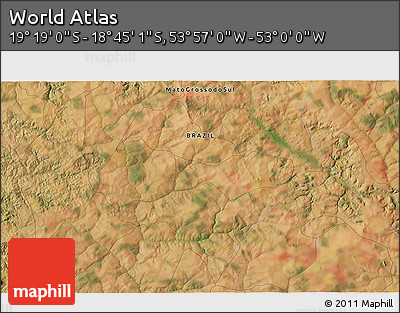 Satellite 3D Map of the Area around 19° 2' 1" S, 53° 28' 30" W