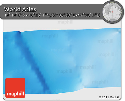 Physical 3D Map of the Area around 19° 2' 1" S, 57° 1' 29" E