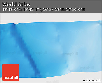 Physical 3D Map of the Area around 19° 2' 1" S, 57° 1' 29" E