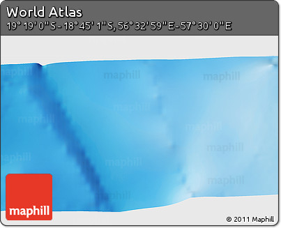 Physical 3D Map of the Area around 19° 2' 1" S, 57° 1' 29" E