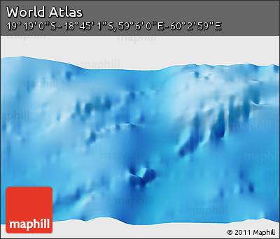Physical 3D Map of the Area around 19° 2' 1" S, 59° 34' 30" E