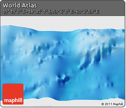 Physical 3D Map of the Area around 19° 2' 1" S, 59° 34' 30" E