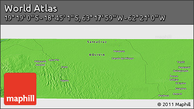 Political Panoramic Map of the Area around 19° 2' 1" S, 62° 49' 30" W