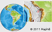 Physical Location Map of the area around 19° 2' 1" S, 66° 13' 29" W