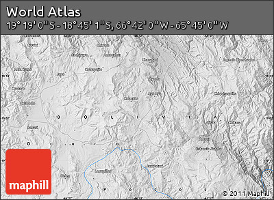 Physical Map of the Area around 19° 2' 1" S, 66° 13' 29" W