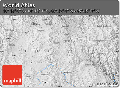 Physical Map of the Area around 19° 2' 1" S, 66° 13' 29" W