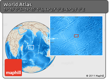 Shaded Relief Location Map of the Area around 19° 2' 1" S, 68° 55' 30" E
