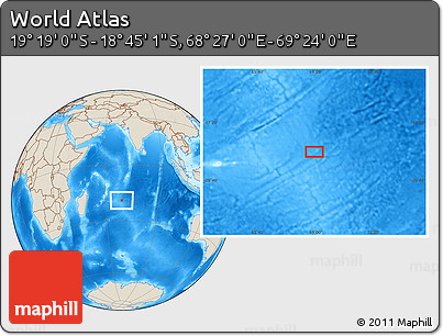 Shaded Relief Location Map of the Area around 19° 2' 1" S, 68° 55' 30" E