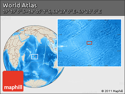 Shaded Relief Location Map of the Area around 19° 2' 1" S, 68° 55' 30" E