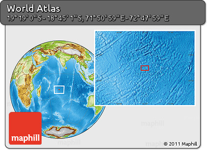 Physical Location Map of the Area around 19° 2' 1" S, 72° 19' 29" E