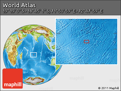 Physical Location Map of the Area around 19° 2' 1" S, 72° 19' 29" E