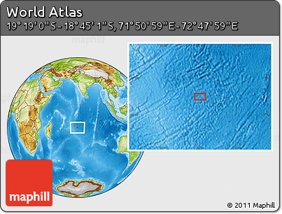 Physical Location Map of the Area around 19° 2' 1" S, 72° 19' 29" E