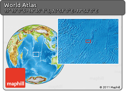 Physical Location Map of the Area around 19° 2' 1" S, 77° 25' 30" E