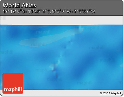 Physical 3D Map of the Area around 19° 2' 1" S, 7° 34' 30" W