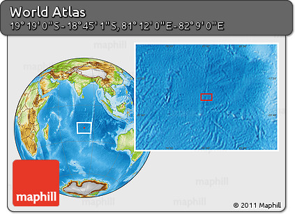 Physical Location Map of the Area around 19° 2' 1" S, 81° 40' 30" E