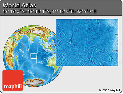 Physical Location Map of the Area around 19° 2' 1" S, 81° 40' 30" E