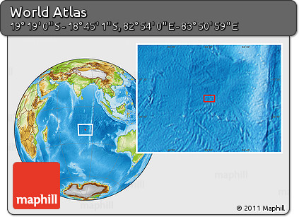Physical Location Map of the Area around 19° 2' 1" S, 83° 22' 30" E