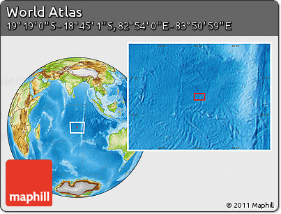 Physical Location Map of the Area around 19° 2' 1" S, 83° 22' 30" E