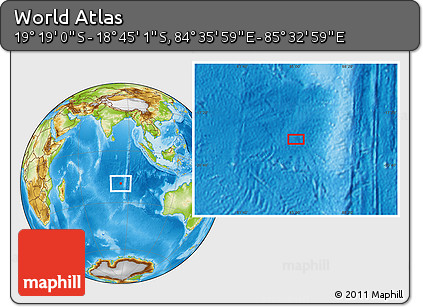 Physical Location Map of the Area around 19° 2' 1" S, 85° 4' 29" E
