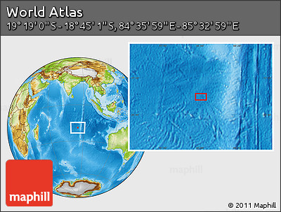 Physical Location Map of the Area around 19° 2' 1" S, 85° 4' 29" E