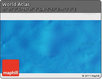 Physical 3D Map of the Area around 19° 2' 1" S, 8° 34' 29" E