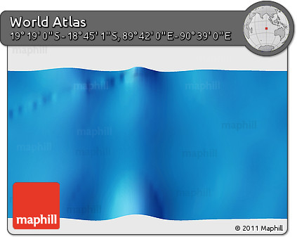 Physical 3D Map of the Area around 19° 2' 1" S, 90° 10' 30" E