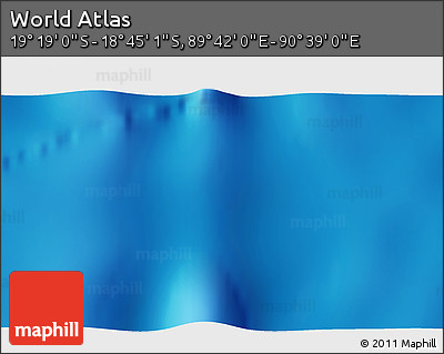 Physical 3D Map of the Area around 19° 2' 1" S, 90° 10' 30" E