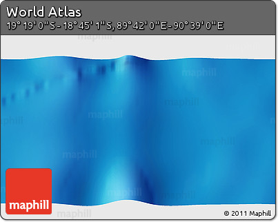 Physical 3D Map of the Area around 19° 2' 1" S, 90° 10' 30" E