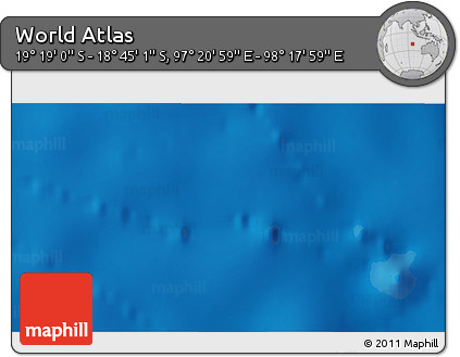 Physical 3D Map of the Area around 19° 2' 1" S, 97° 49' 29" E