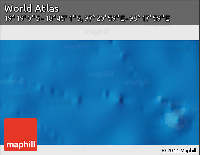Physical 3D Map of the Area around 19° 2' 1" S, 97° 49' 29" E