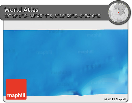 Physical 3D Map of the Area around 19° 2' 1" S, 9° 25' 30" E