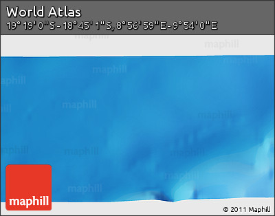 Physical 3D Map of the Area around 19° 2' 1" S, 9° 25' 30" E