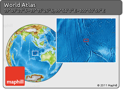 Physical Location Map of the Area around 19° 32' 24" S, 100° 22' 30" E