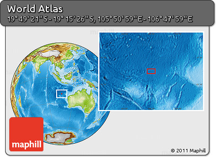 Physical Location Map of the Area around 19° 32' 24" S, 106° 19' 29" E