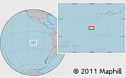 Gray Location Map of the area around 19° 32' 24" S, 108° 43' 29" W, hill shading