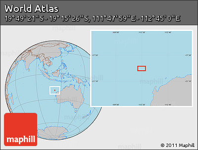 Gray Location Map of the Area around 19° 32' 24" S, 112° 16' 30" E