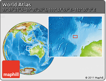 Physical Location Map of the Area around 19° 32' 24" S, 112° 16' 30" E