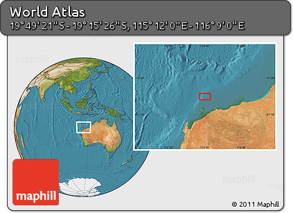 Satellite Location Map of the Area around 19° 32' 24" S, 115° 40' 30" E
