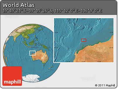 Satellite Location Map of the Area around 19° 32' 24" S, 115° 40' 30" E